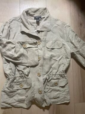 Light Beige Utility Drawstring Jacket - Women